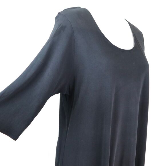 Eileen Fisher Size S Silk Jersey Fine Knit Dress Half Sleeve Black - Picture 5 of 8